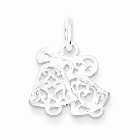 Sterling Silver Filigree Scroll Bells Pendant, Pendants for Necklace