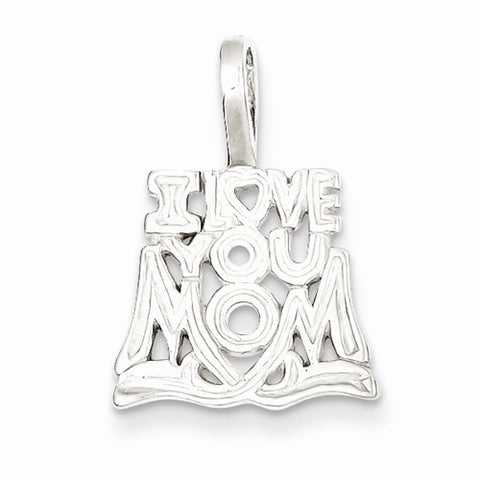 Sterling Silver I Love You Mom Pendant, Pendants for Necklace