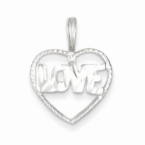 Sterling Silver Diamond Cut Love Heart Pendant, Pendants for Necklace