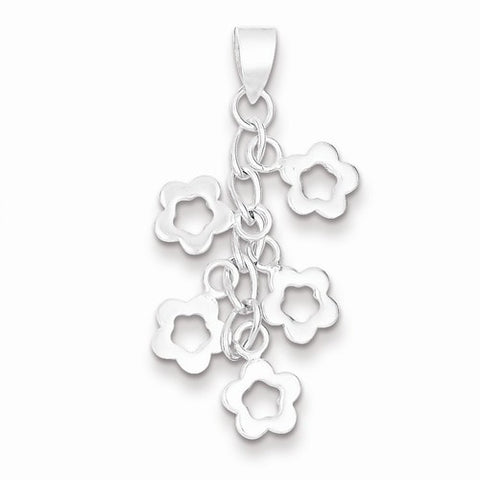 Sterling Silver Dangling Flowers Pendant, Pendants for Necklace