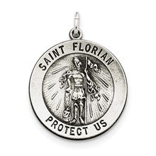 Sterling Silver Antiqued Saint Florian Medal; Charm hide-image
