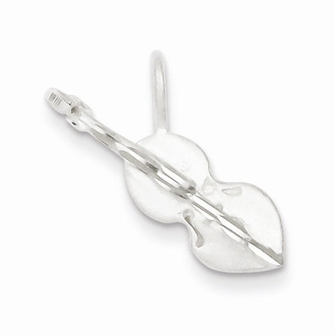 Sterling Silver Diamond Cut Violin Pendant, Pendants for Necklace