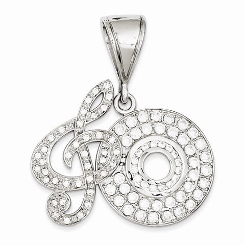 Sterling Silver CZ Musical Note and CD Pendant, Pendants for Necklace