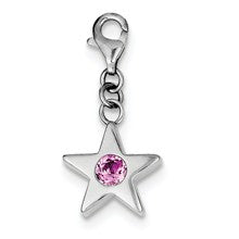 Sterling Silver October CZ Birthstone Star Charm hide-image