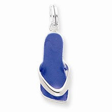 Sterling Silver Blue Enameled Flip-Flop Charm hide-image