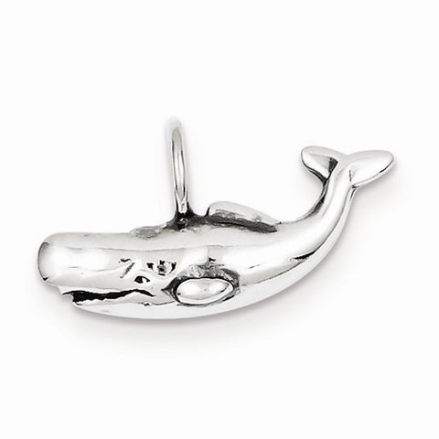Sterling Silver Antiqued Blue Whale Pendant, Pendants for Necklace