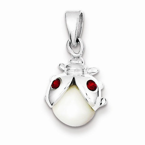 Sterling Silver Cat's Eye & Preciosa Crystal Lady Bug Pendant, Pendants for Necklace