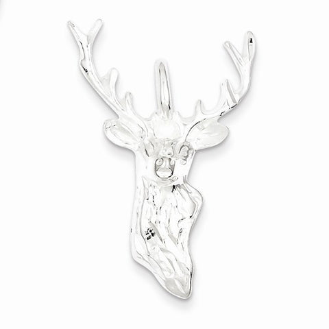 Sterling Silver Diamond Cut Bust of Buck Pendant, Pendants for Necklace
