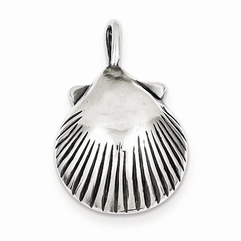 Sterling Silver Antiqued Sea Shell Pendant, Pendants for Necklace