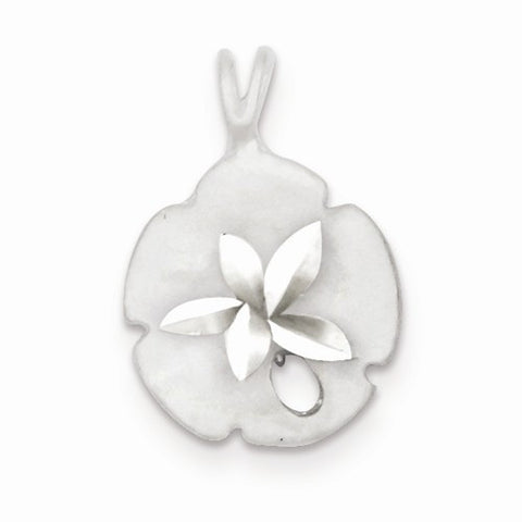 Sterling Silver Diamond Cut Satin Finish Sand Dollar Pendant, Pendants for Necklace