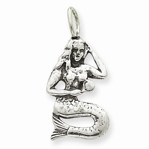 Sterling Silver Antiqued Mermaid pendant, Classy Pendants for Necklace
