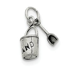 Sterling Silver Antiqued Sand Bucket and Shovel Charm hide-image