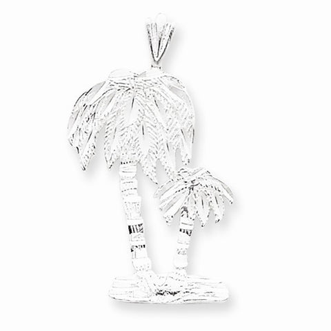 Sterling Silver Diamond Cut Palm Trees Pendant, Pendants for Necklace