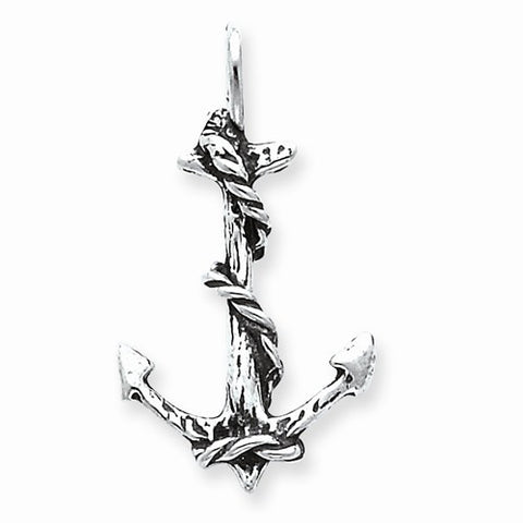 Sterling Silver 3-D Antiqued Anchor and Rope pendant, Beautiful Pendants for Necklace