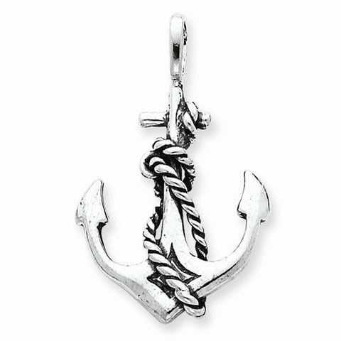 Sterling Silver Antiqued Anchor and Rope pendant, Delightful Pendants for Necklace
