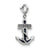 Blue Enameled Anchor w/Preciosa Crystals Charm in Sterling Silver