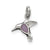 Pink Cat's Eye Bird Charm in Sterling Silver