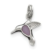 Sterling Silver Pink Cat's Eye Bird Charm hide-image