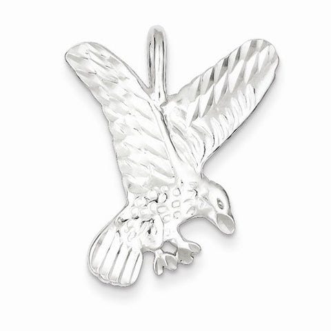 Sterling Silver Diamond Cut Eagle Pendant, Pendants for Necklace