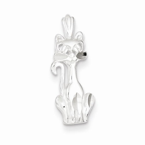 Sterling Silver Diamond Cut Cat Pendant, Pendants for Necklace