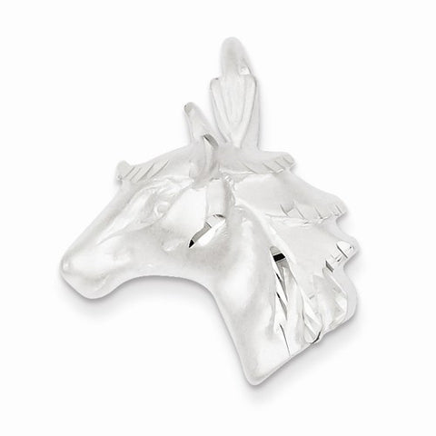Sterling Silver Diamond Cut Horse Head Pendant, Pendants for Necklace