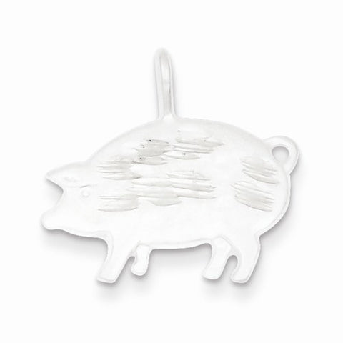 Sterling Silver Diamond Cut Pig Pendant, Pendants for Necklace