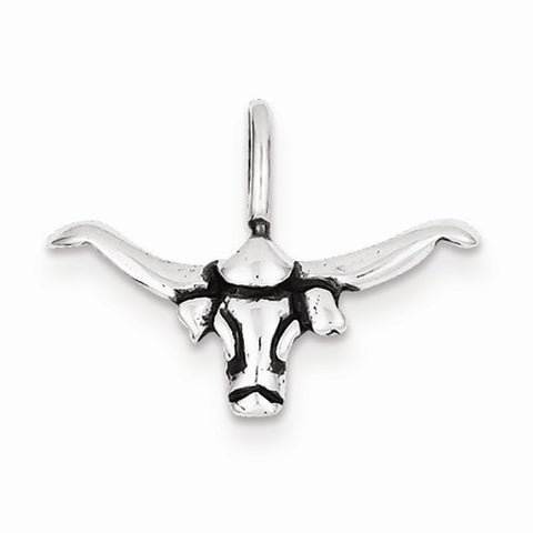 Sterling Silver Bull w/Horns Pendant, Pendants for Necklace