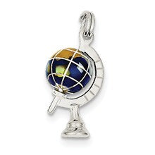 Sterling Silver Blue Enameled Globe Charm hide-image