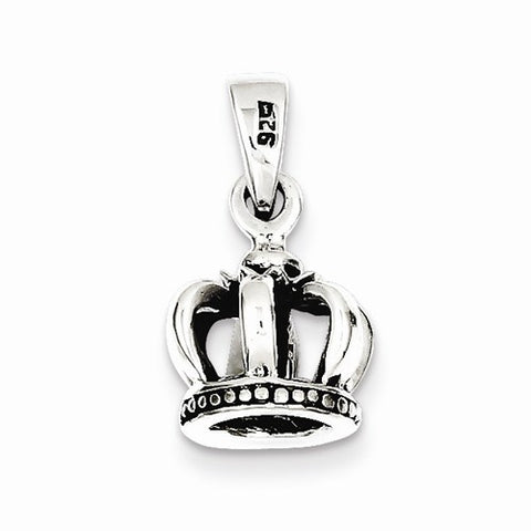 Sterling Silver Antiqued Crown Pendant, Pendants for Necklace