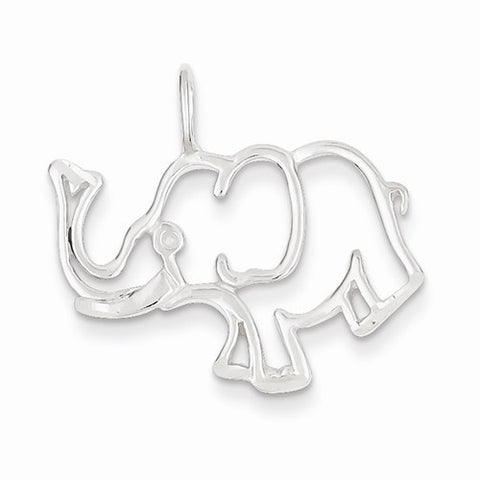 Sterling Silver Diamond Cut Outline of Elephant Pendant, Pendants for Necklace
