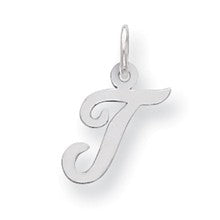 Sterling Silver Small Script Initial T Charm hide-image