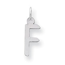 Sterling Silver Medium Slanted Block Initial F Charm hide-image
