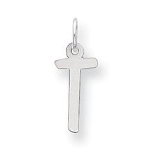 Sterling Silver Medium Slanted Block Initial T Charm hide-image