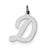 Large Script Initial D Charm in Sterling Silver