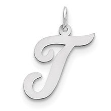 Sterling Silver Large Script Initial T Charm hide-image