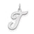 Large Script Initial T Charm in Sterling Silver