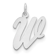 Sterling Silver Large Script Initial W Charm hide-image
