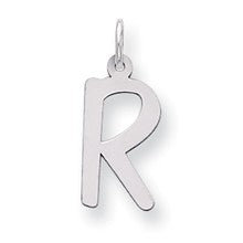 Sterling Silver Large Slanted Block Initial R Charm hide-image