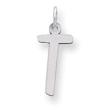 Sterling Silver Large Slanted Block Initial T Charm hide-image
