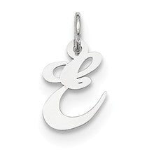 Sterling Silver Small Fancy Script Initial E Charm hide-image