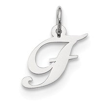 Sterling Silver Small Fancy Script Initial F Charm hide-image