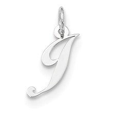 Sterling Silver Small Fancy Script Initial J Charm hide-image