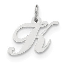 Sterling Silver Small Fancy Script Initial K Charm hide-image