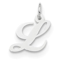 Sterling Silver Small Fancy Script Initial L Charm hide-image