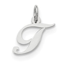 Sterling Silver Small Fancy Script Initial T Charm hide-image