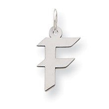 Sterling Silver Small Artisan Block Initial F Charm hide-image