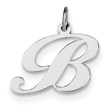 Sterling Silver Medium Fancy Script Initial B Charm hide-image