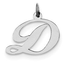 Sterling Silver Medium Fancy Script Initial D Charm hide-image