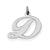 Medium Fancy Script Initial D Charm in Sterling Silver