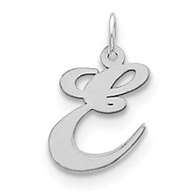 Sterling Silver Medium Fancy Script Initial E Charm hide-image